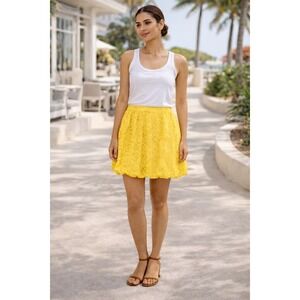 Lilly Pulitzer Eyelet Lace Bubble Mini Skirt Yellow Cotton Size 2